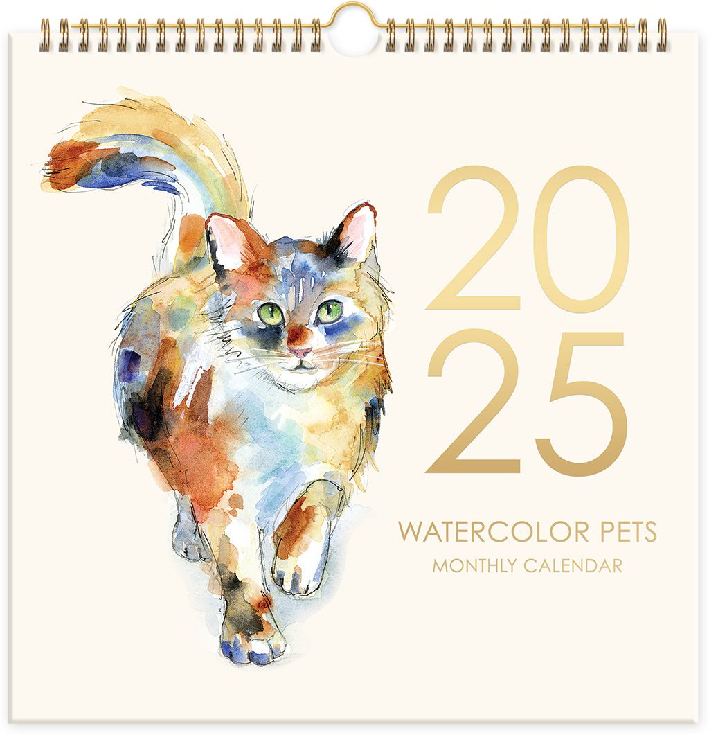 2025 Watercolor Pets Wall Calendar