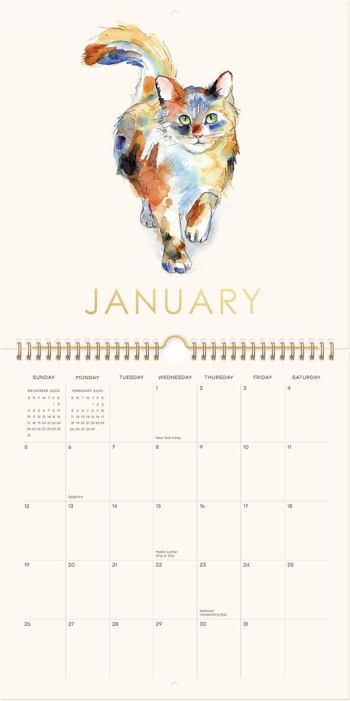 2025 Watercolor Pets Wall Calendar