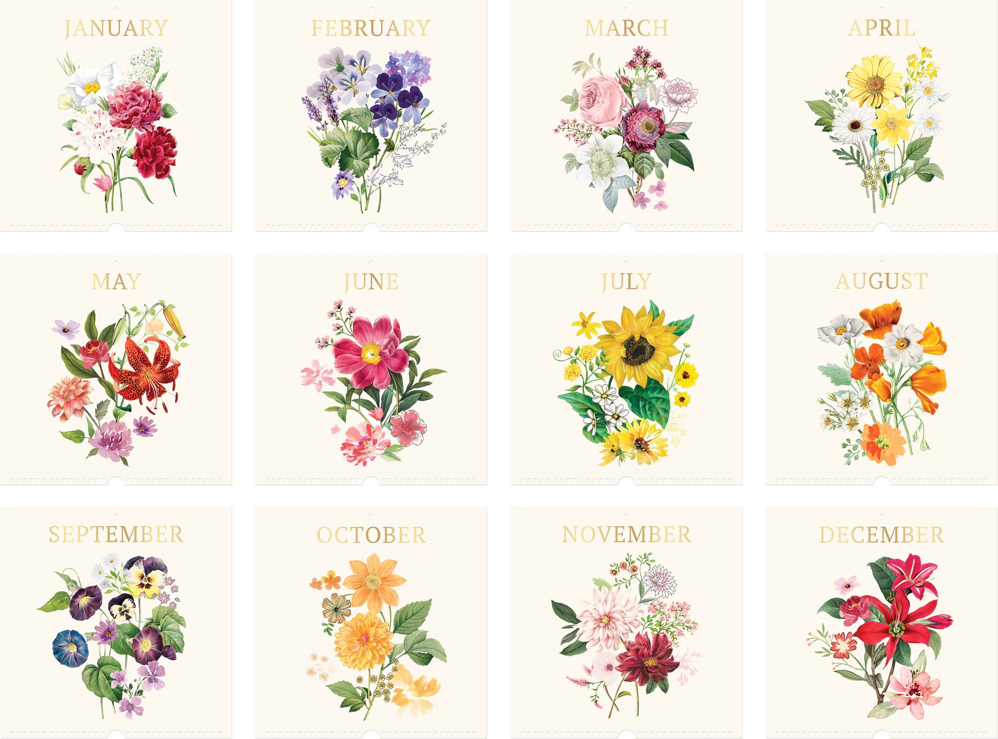 2025 Vintage Florals Wall Calendar