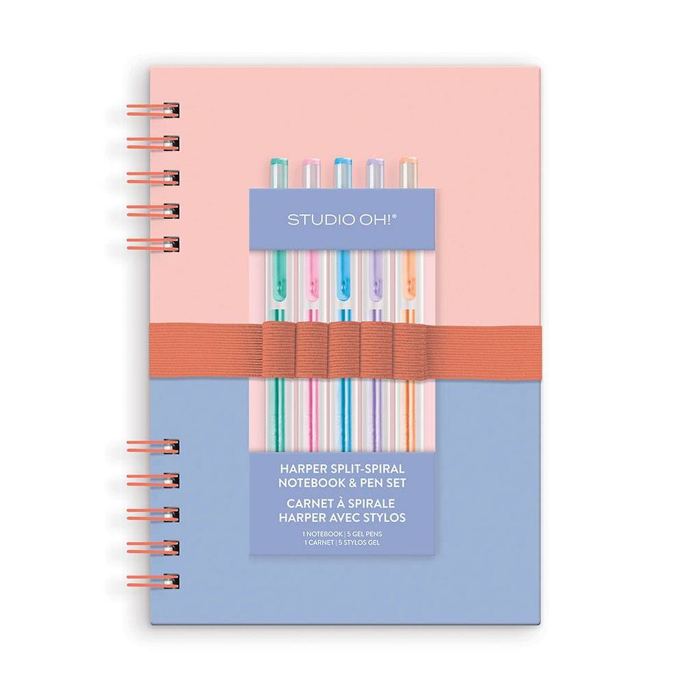 Coral and Salt Water Harper Split-Spiral Notebook and Pen Set | Paper ...