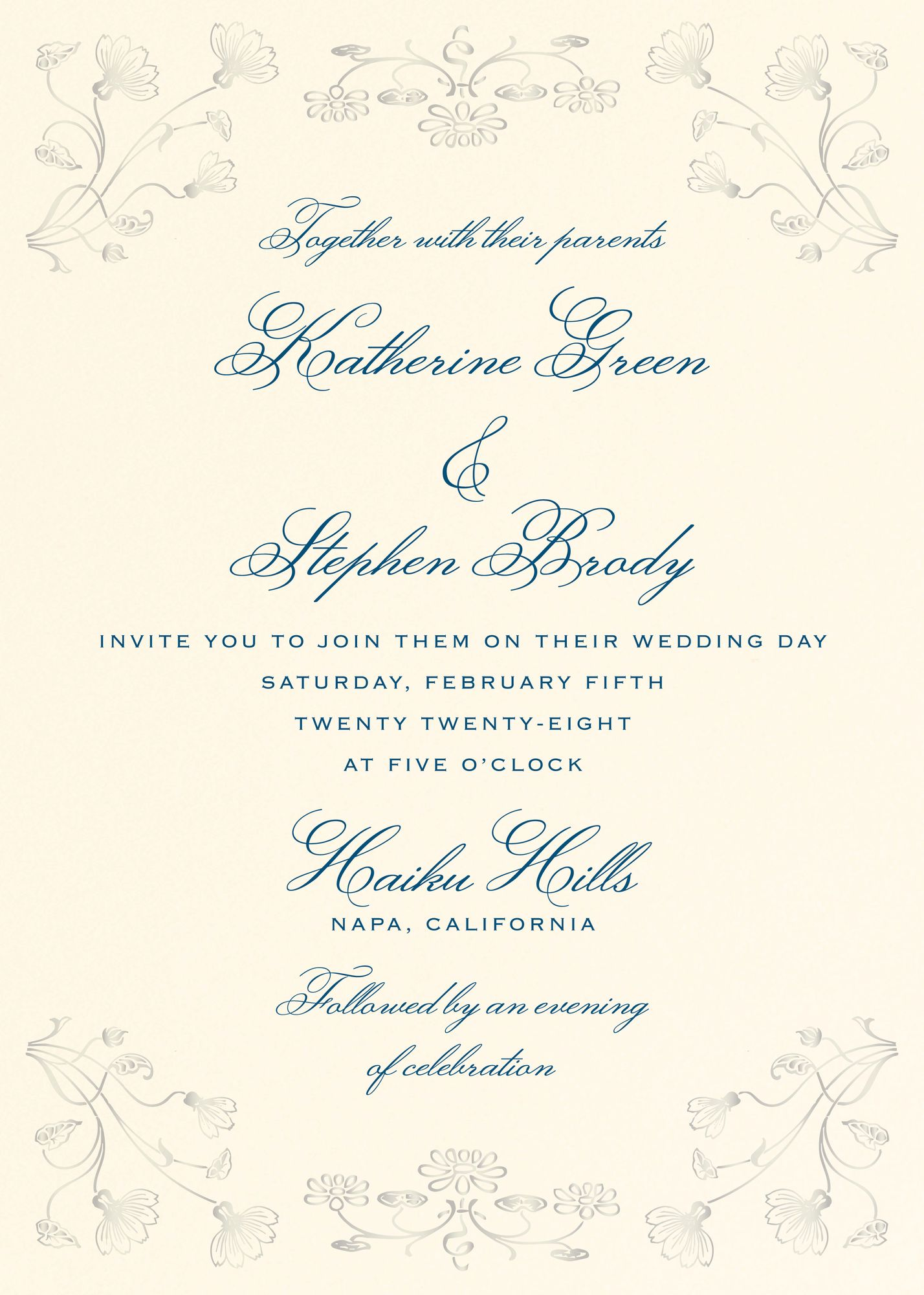 Nouveau Poppy Foil Wedding Invitation