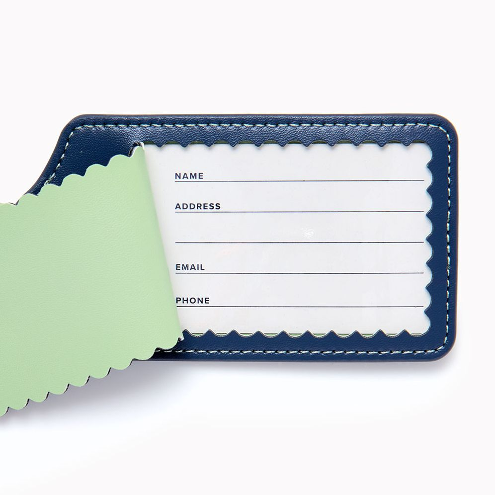 Blue Scalloped Luggage Tag