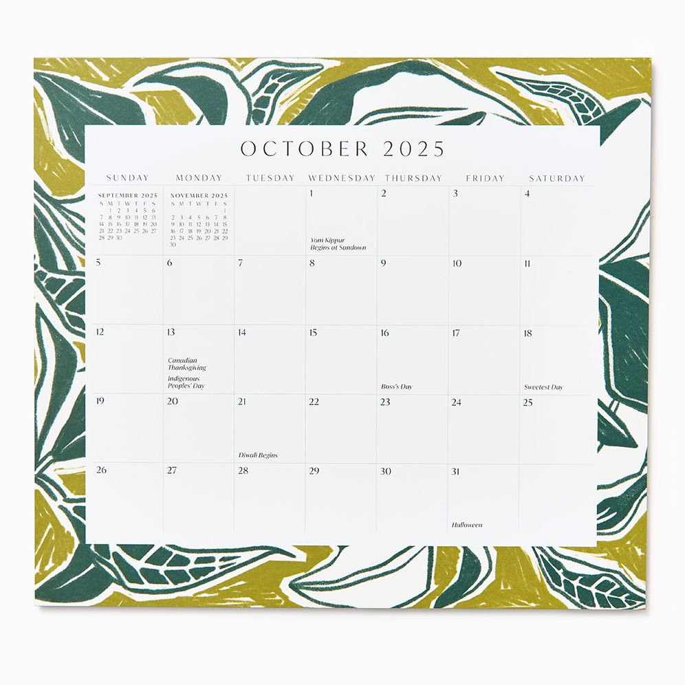 2025-2026 Paper Source Romantic Greenery Monthly Magnetic Calendar