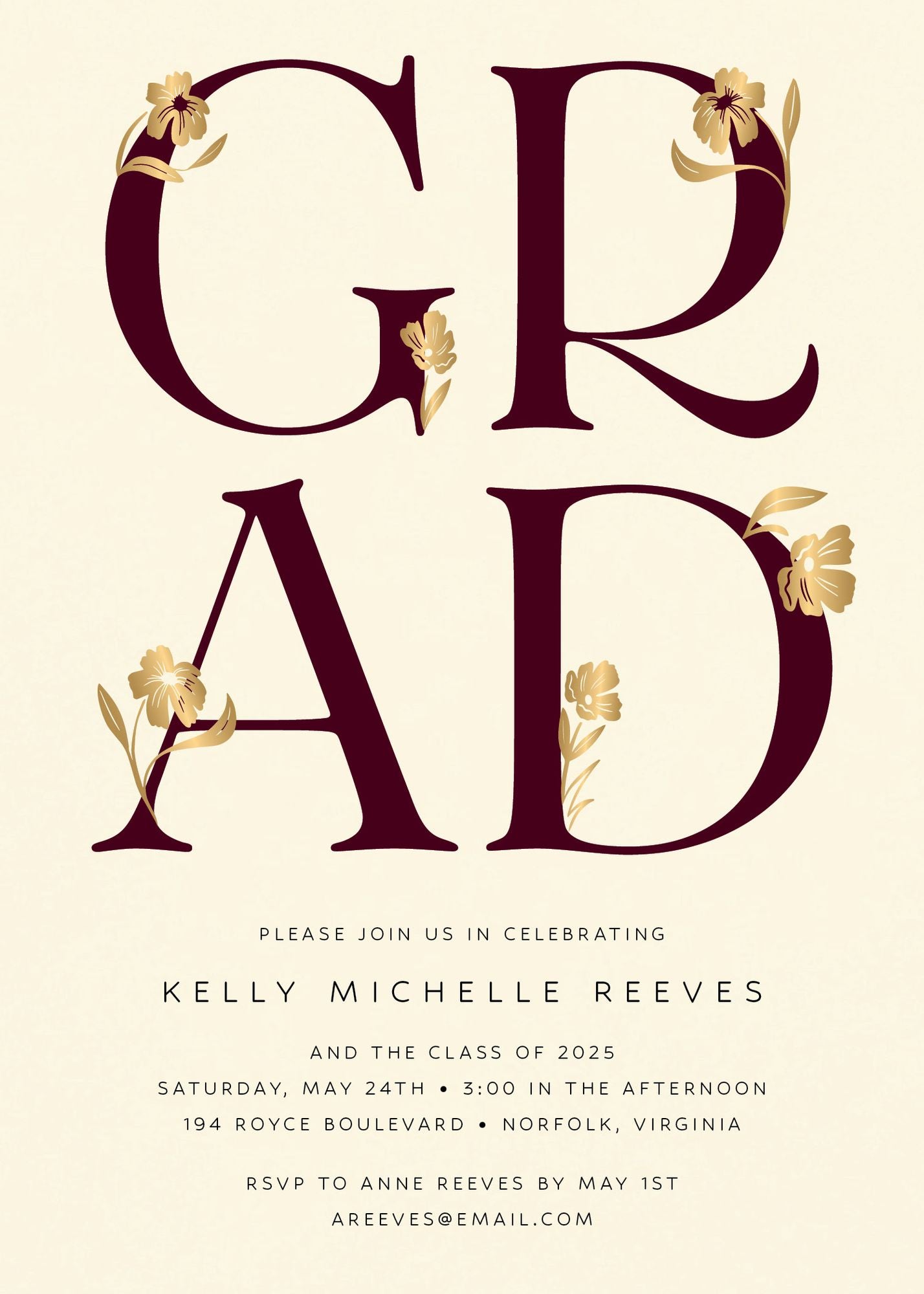 Les Fleurs Foil Graduation Announcement
