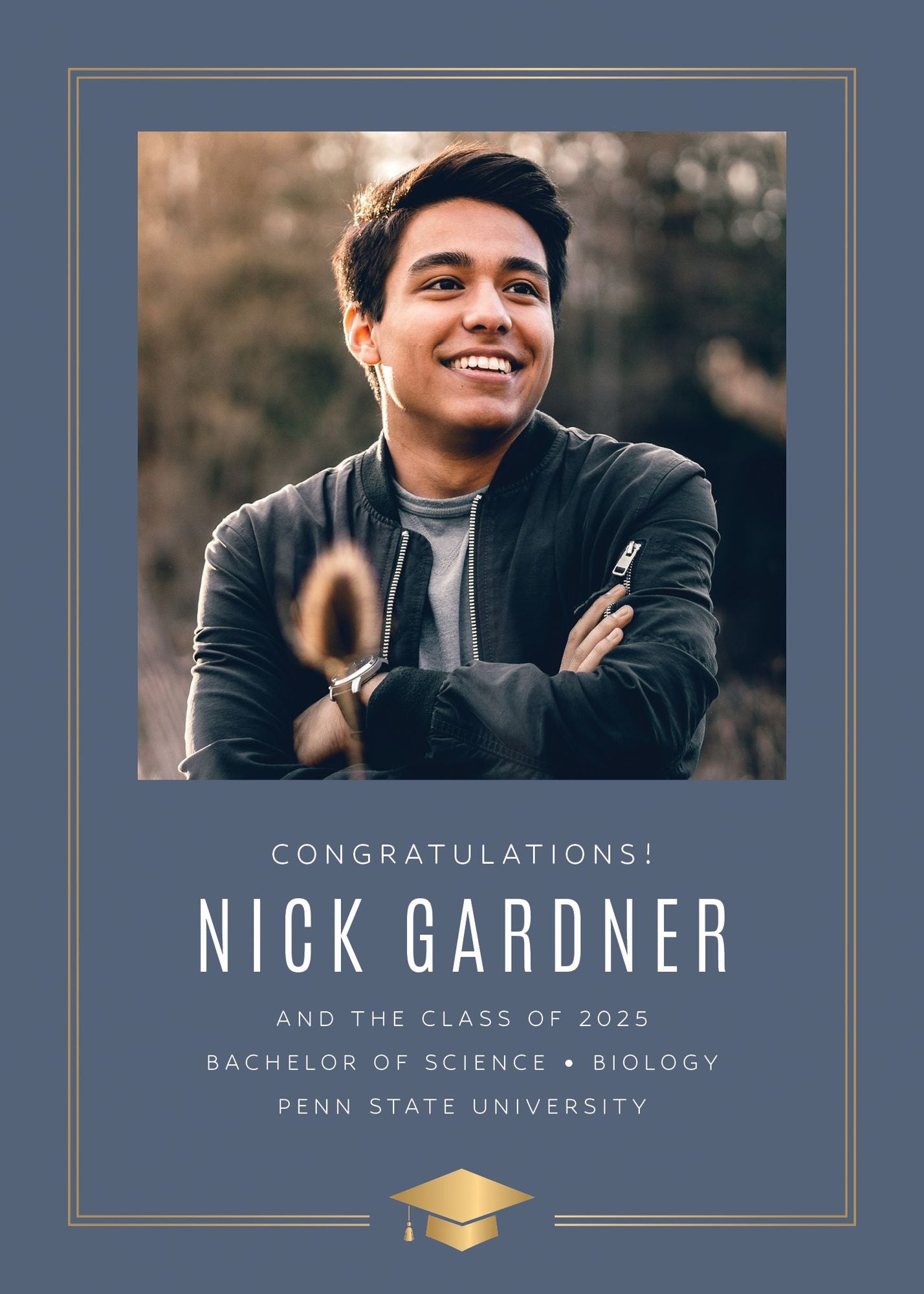 Classic Cap Foil Photo Graduation Announcement
