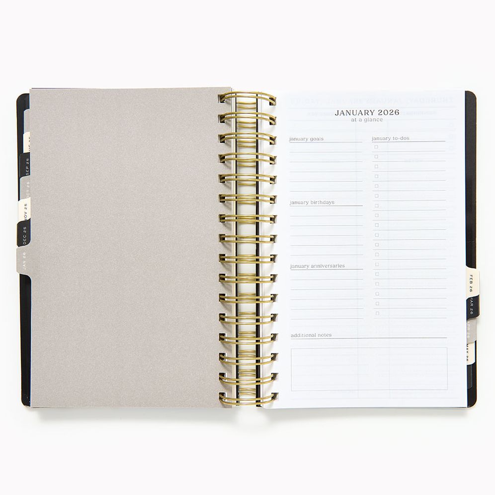 2025-2026 Paper Source B+W Minimalist Daily Planner