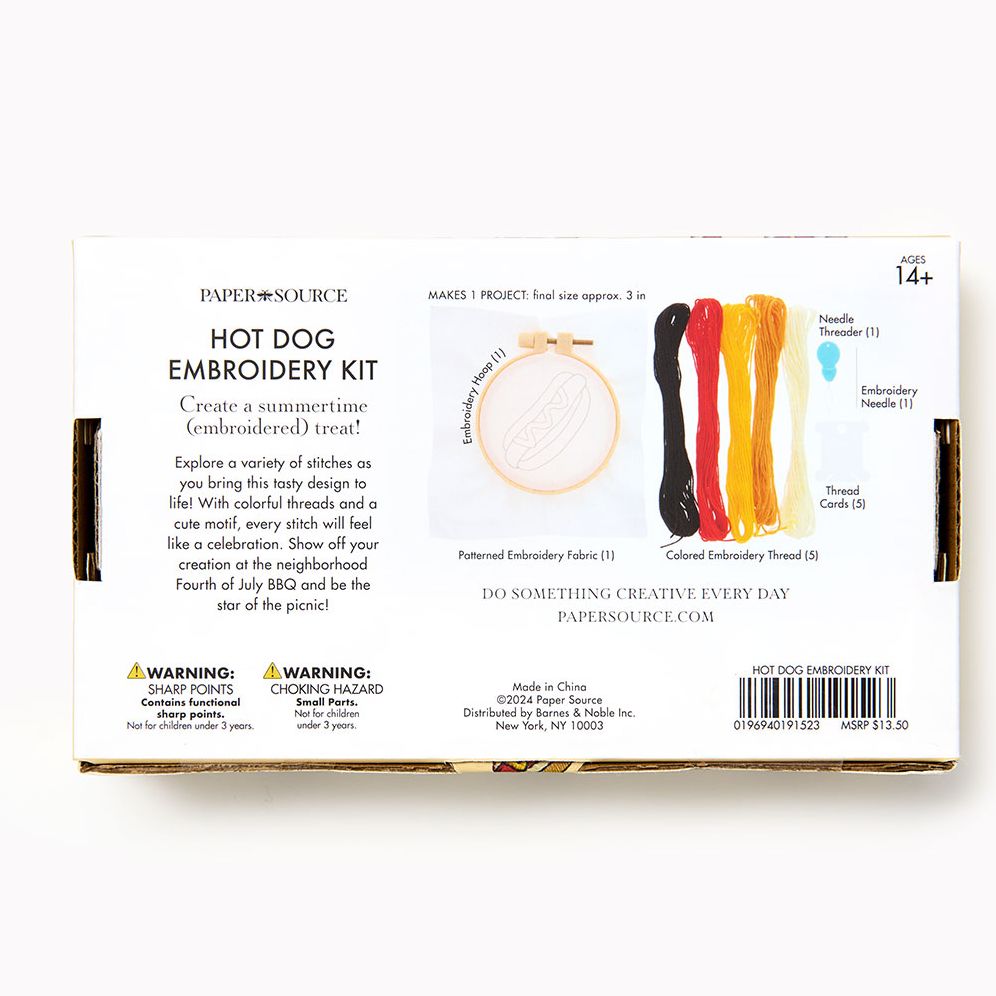 Hot Dog Embroidery Kit