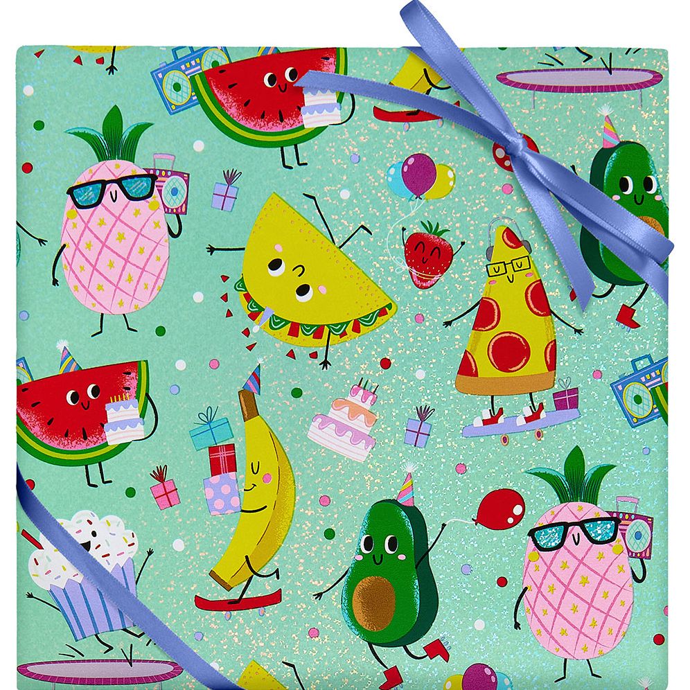 Birthday Jumble Prismatic Continuous Roll Wrap 8'