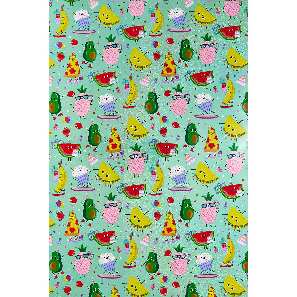Birthday Jumble Prismatic Continuous Roll Wrap 8'