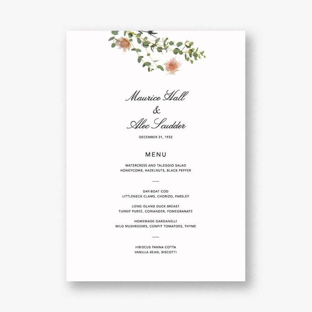 Fleurs Sauvages Menu
