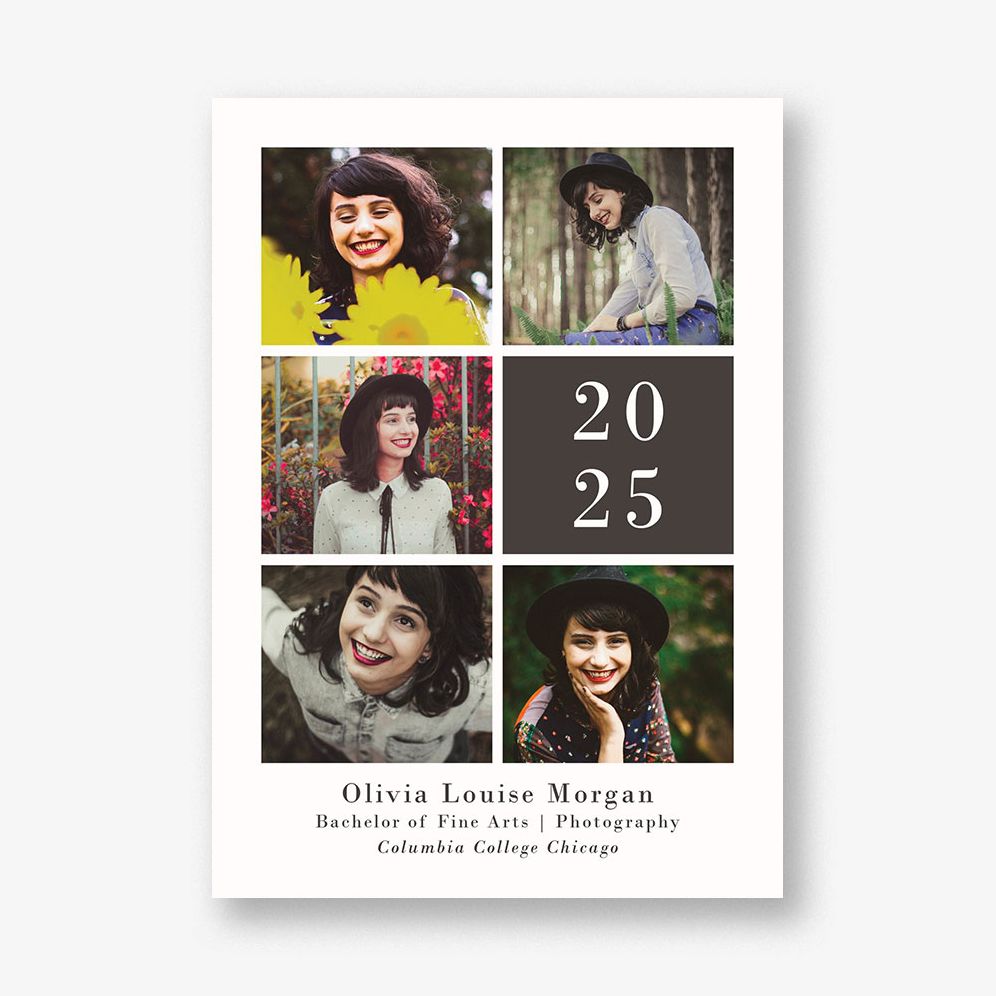 Multi Photo Grid Vertical Graduation Announcement