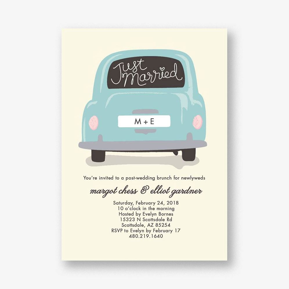 Just Married Car Wedding Brunch Invitation