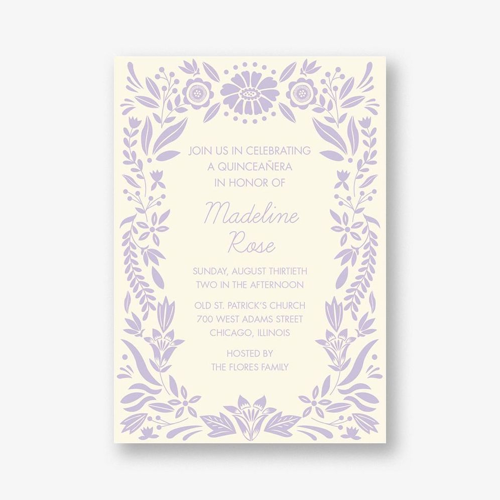Floral Frame Quinceañera Invitation
