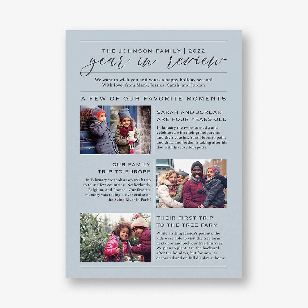 Editorial Year in Review Vertical Photo Card