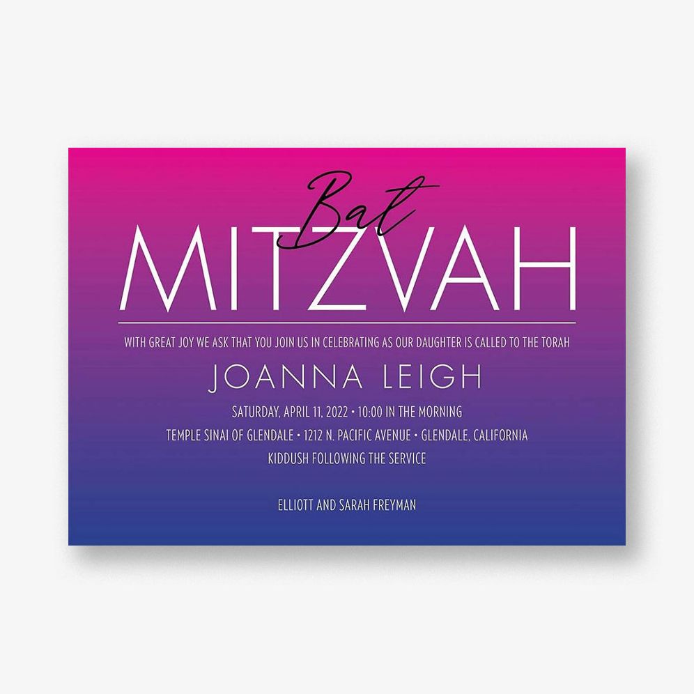 Ombre Bat Mitzvah Invitation