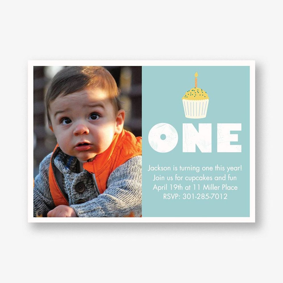 Cupcake First Birthday Party Invitation
