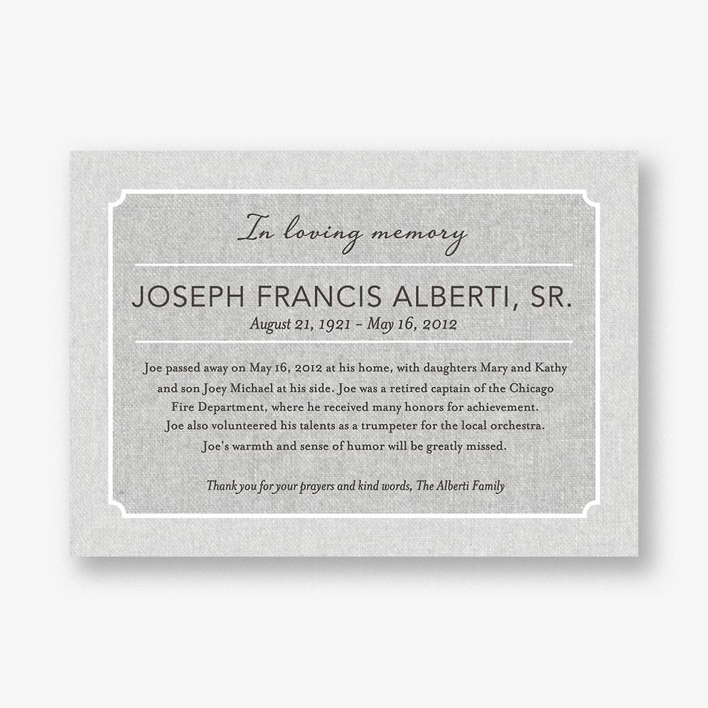 In Loving Memory Memorial Invitation