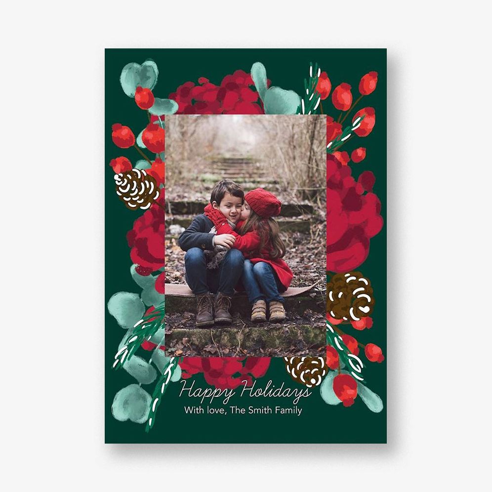 Merry Florals Holiday Photo Card