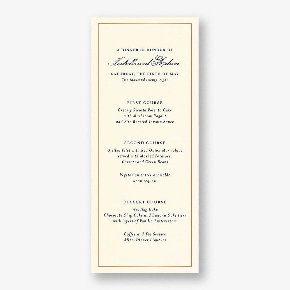 Simply Traditional Menu