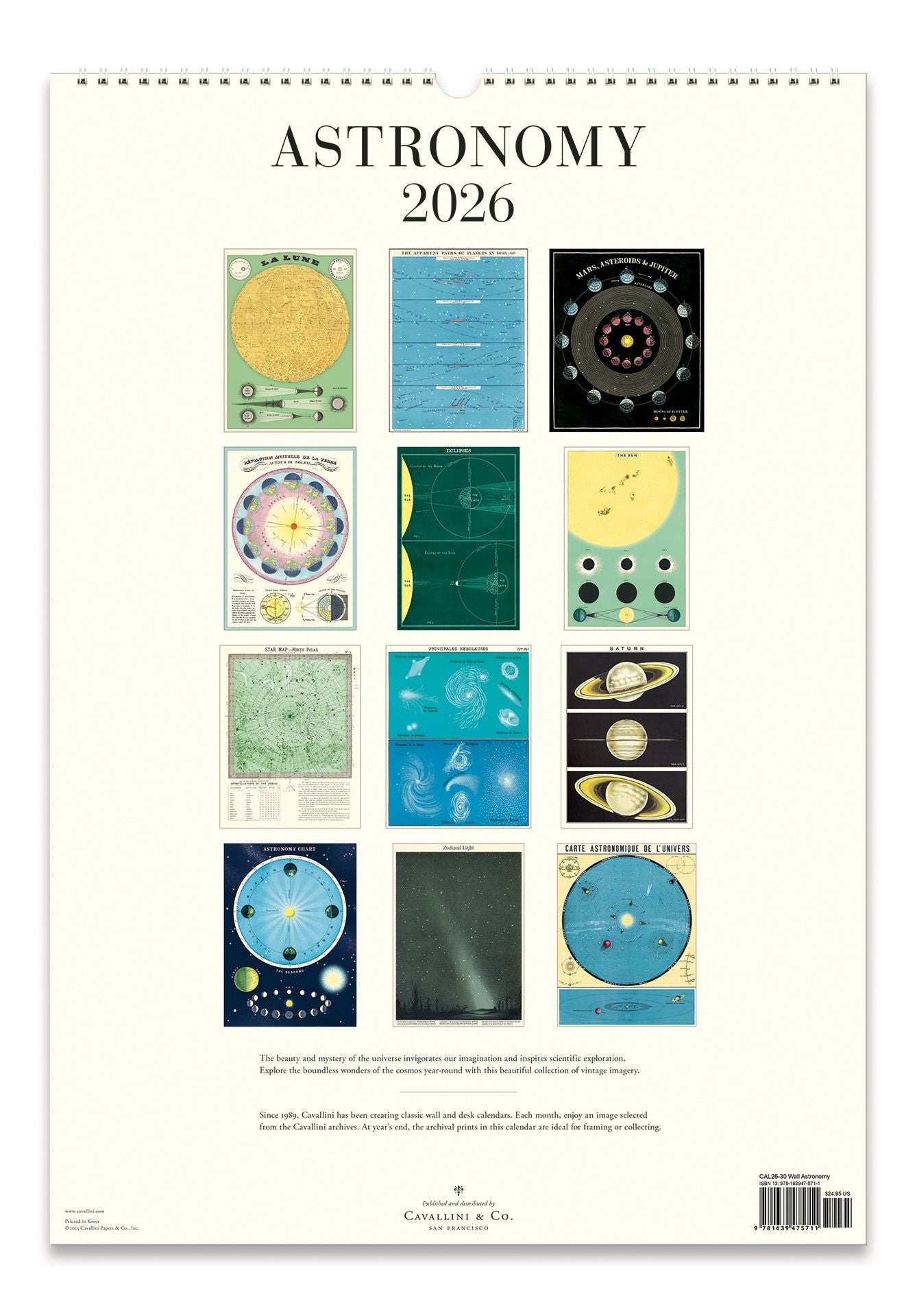 2026 Astronomy Wall Calendar Paper Source