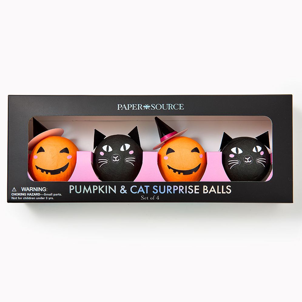 Halloween Cat and Pumpkin Surprise Balls Set of 4