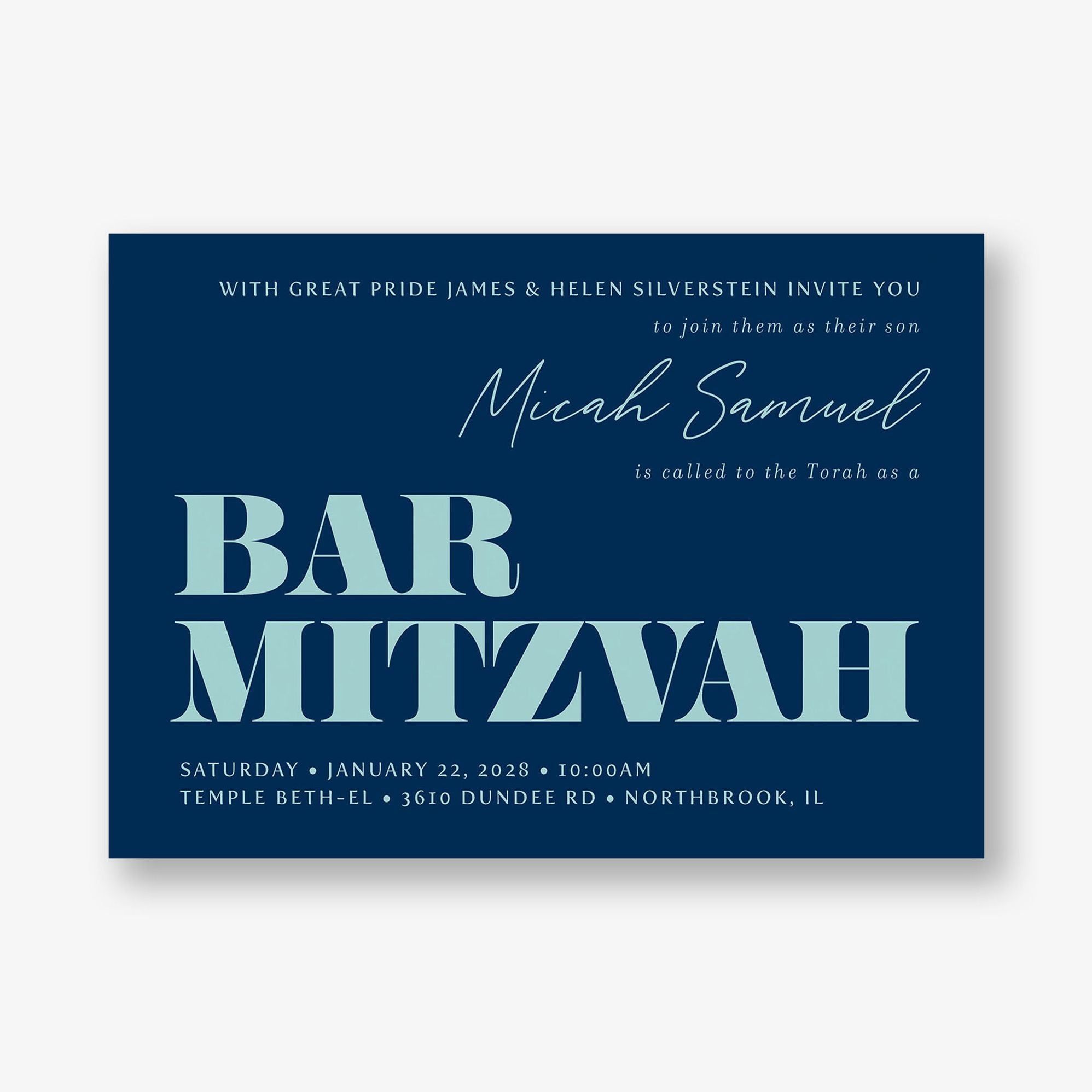Bold Type Bar Mitzvah Invitation