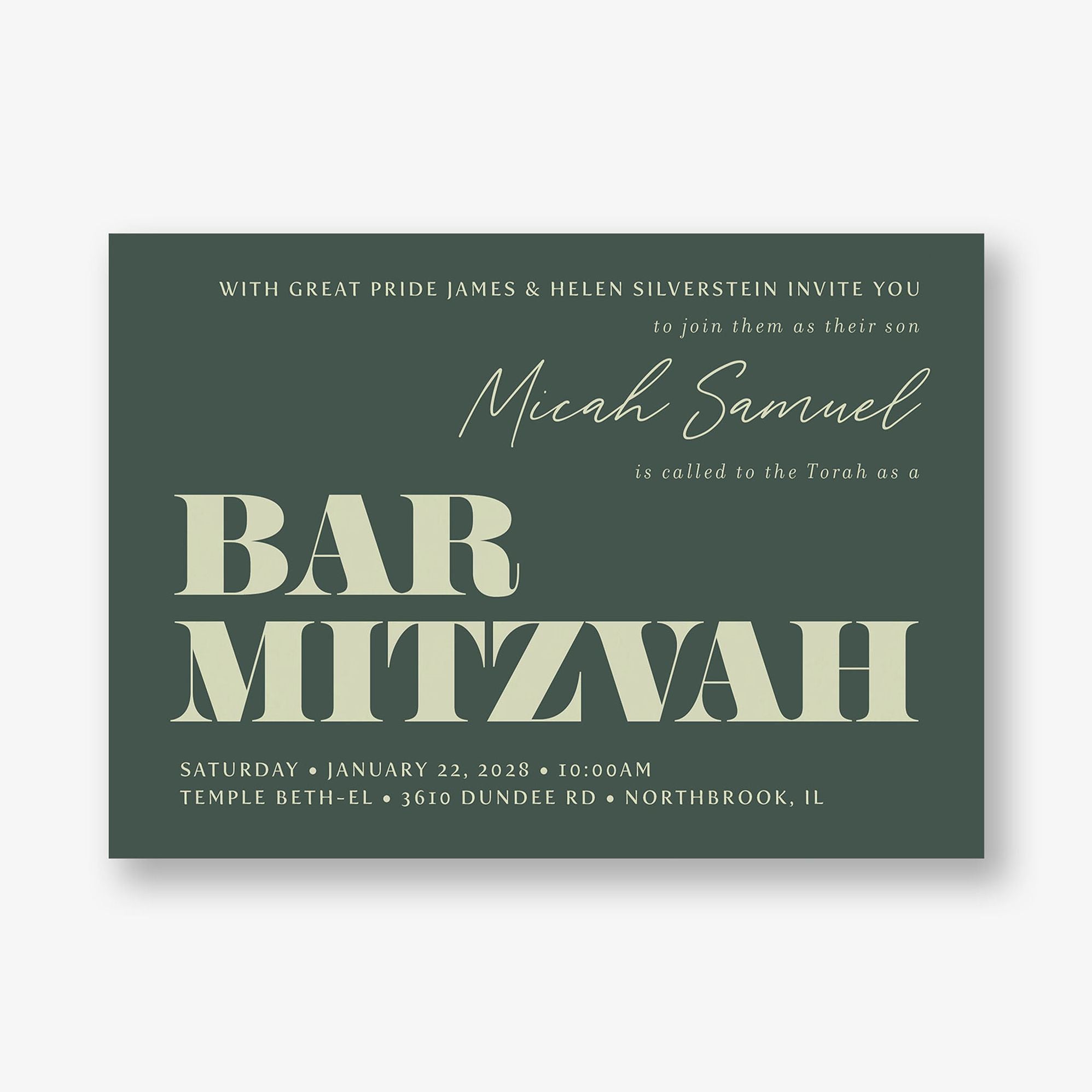 Bold Type Bar Mitzvah Invitation