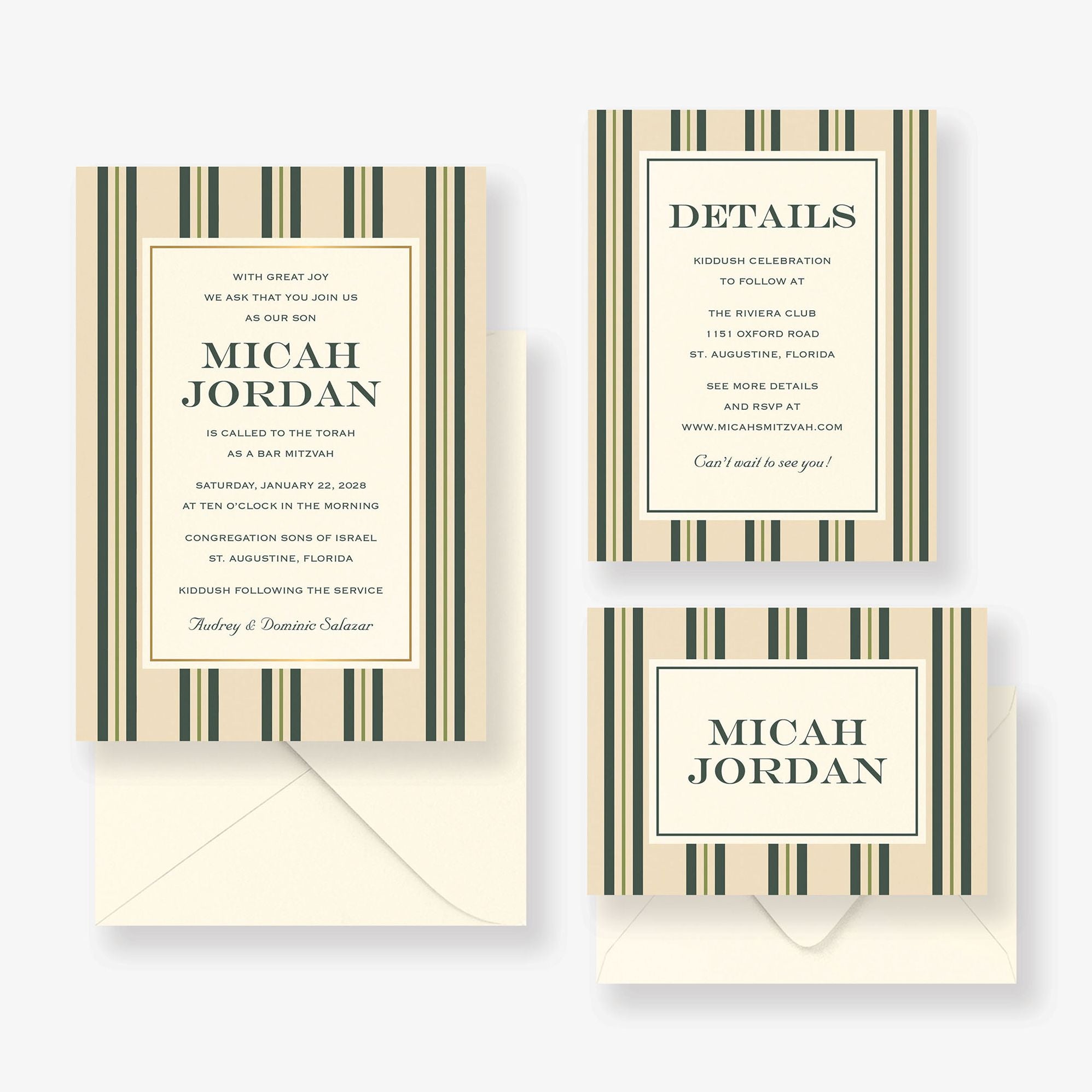 Pinstripe Foil Bar Mitzvah Invitation