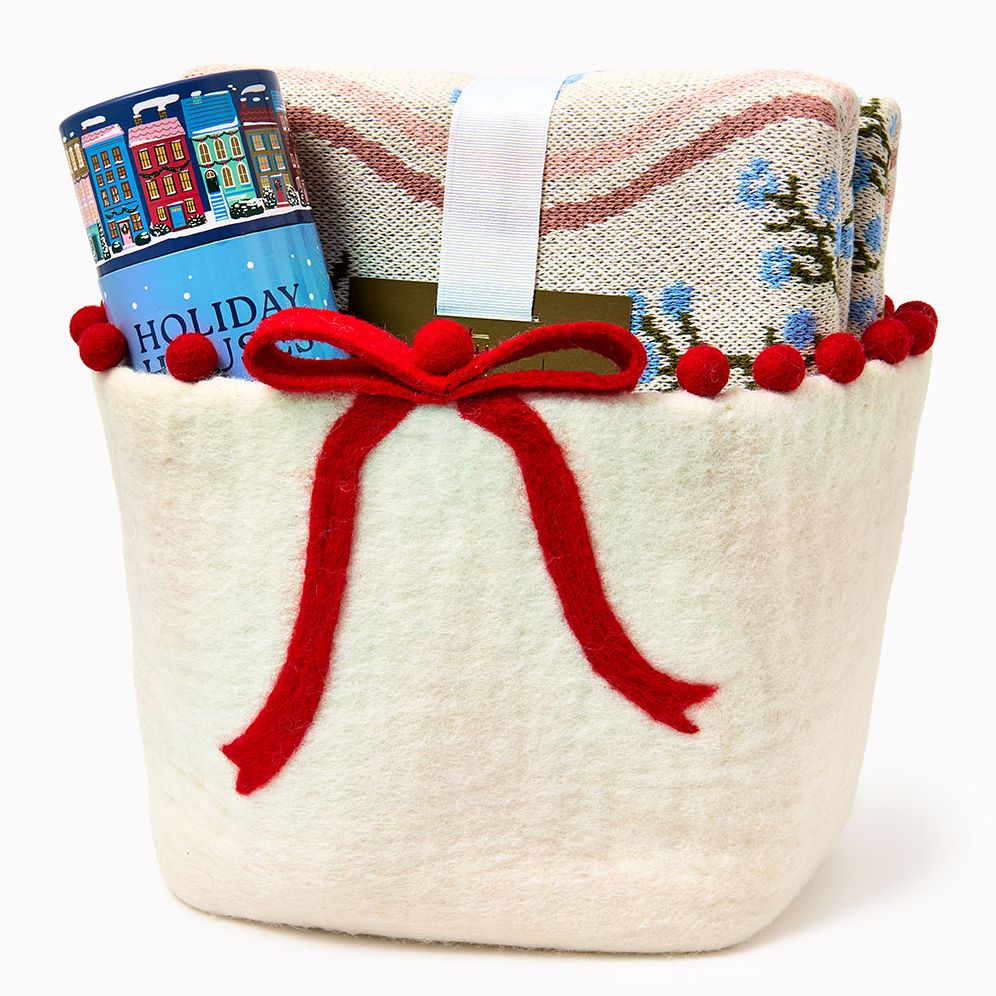 Festive Bow Felt Basket