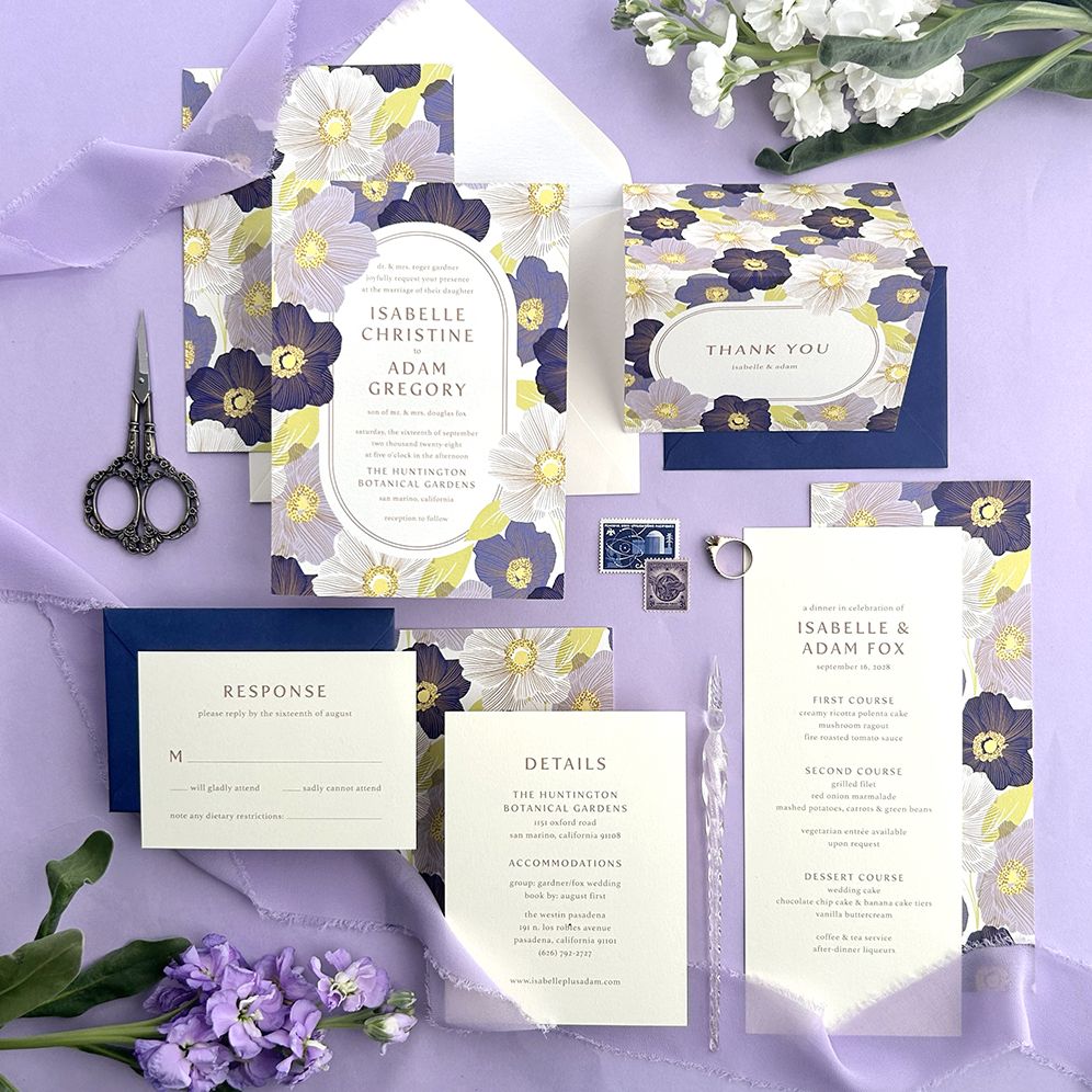 Anemone Plum Wedding Invitation