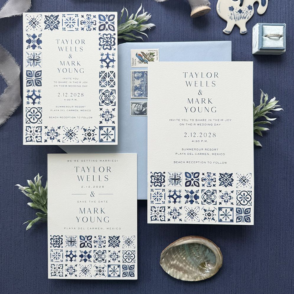 Indigo Riviera Wedding Invitation