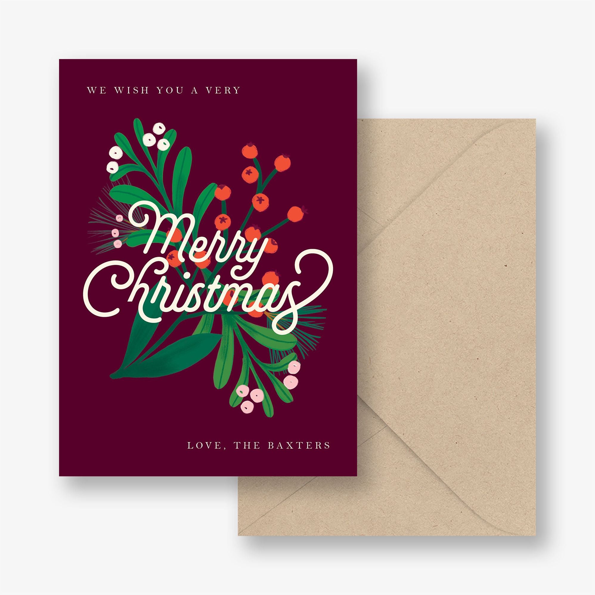 Bold Holly Script Holiday Card