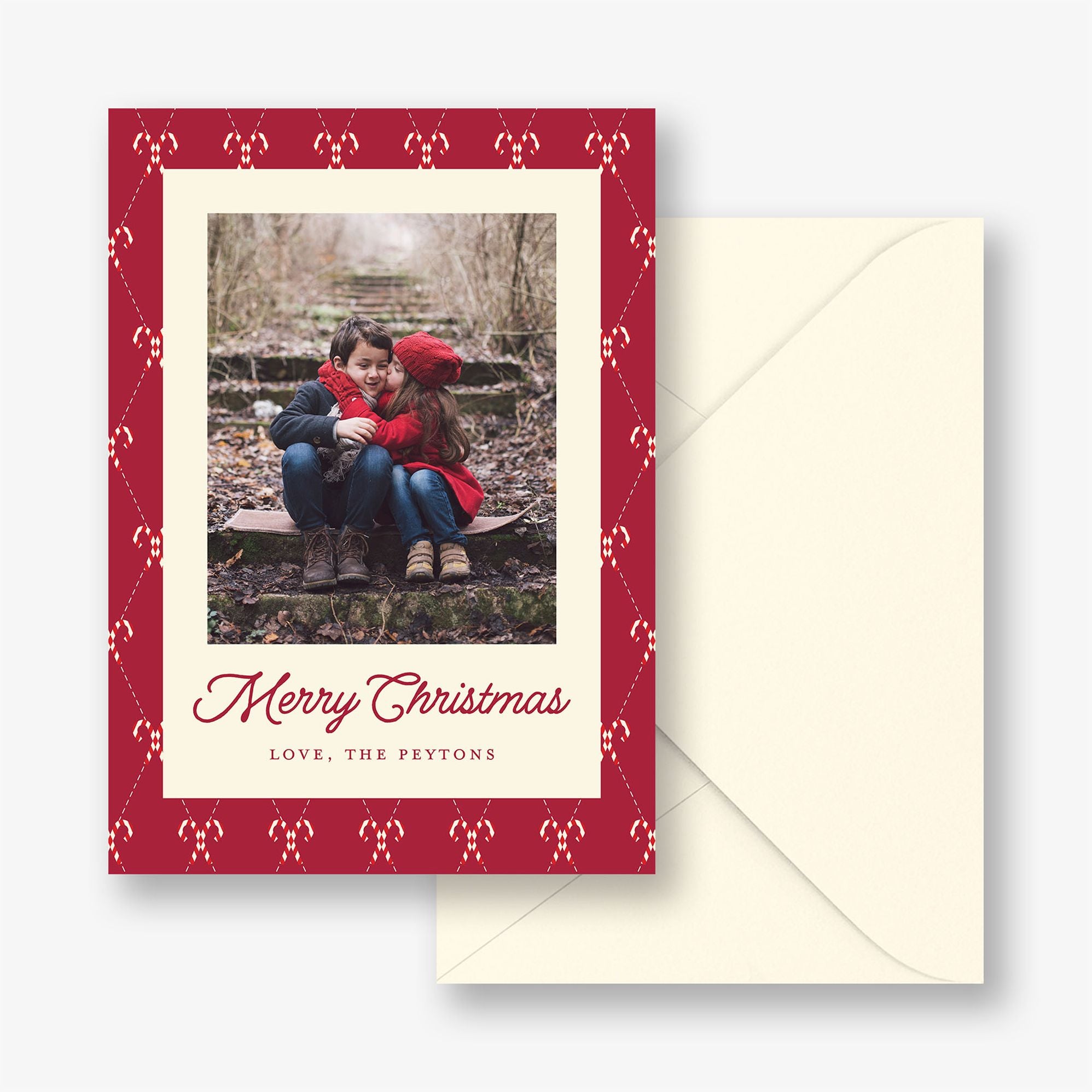Candy Cane Argyle Holiday Photo Card