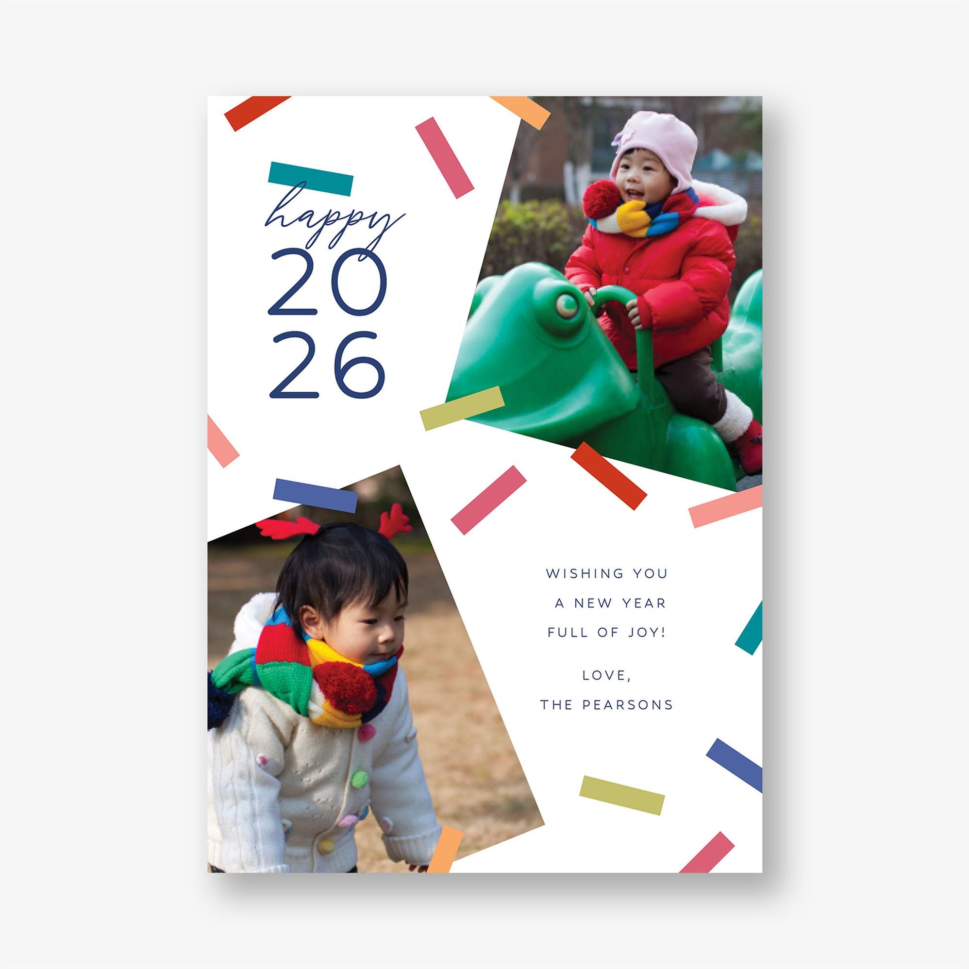 Cheerful Confetti New Years Photo Card