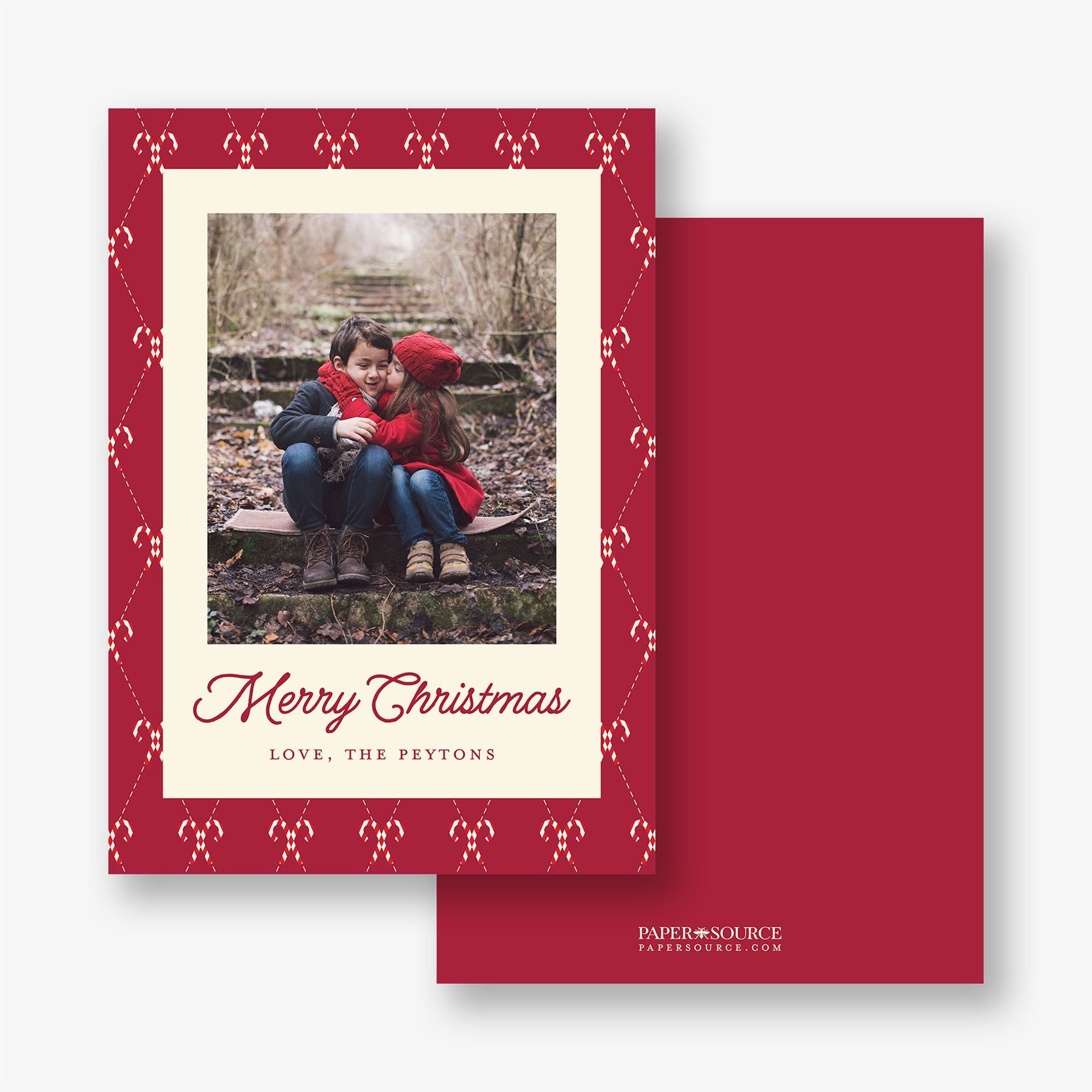 Candy Cane Argyle Holiday Photo Card