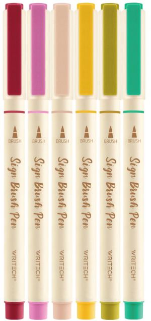 Vintage Sign Brush Pen S/6 - Assorted Ink