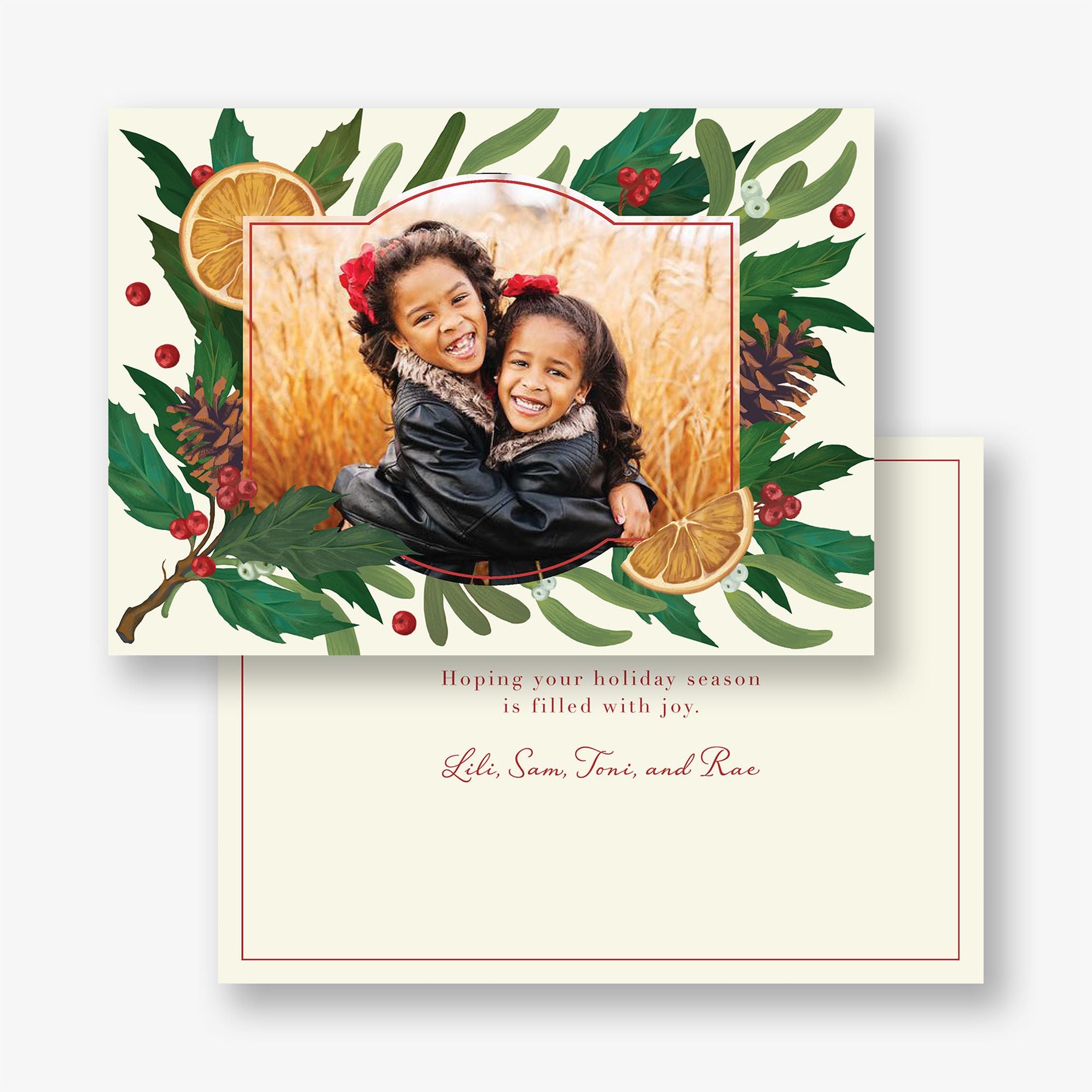 Pine and Orange Holiday Photo Card