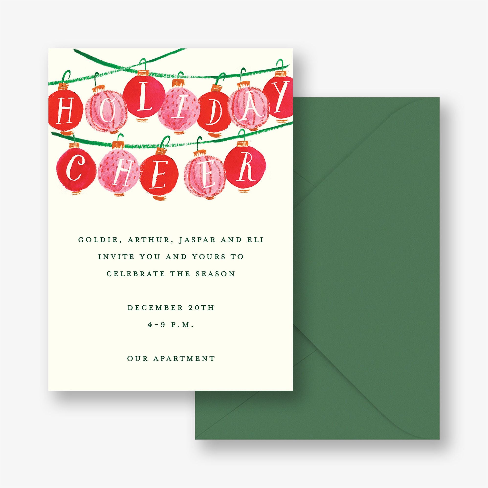 Cheery Ornaments Holiday Party Invitation