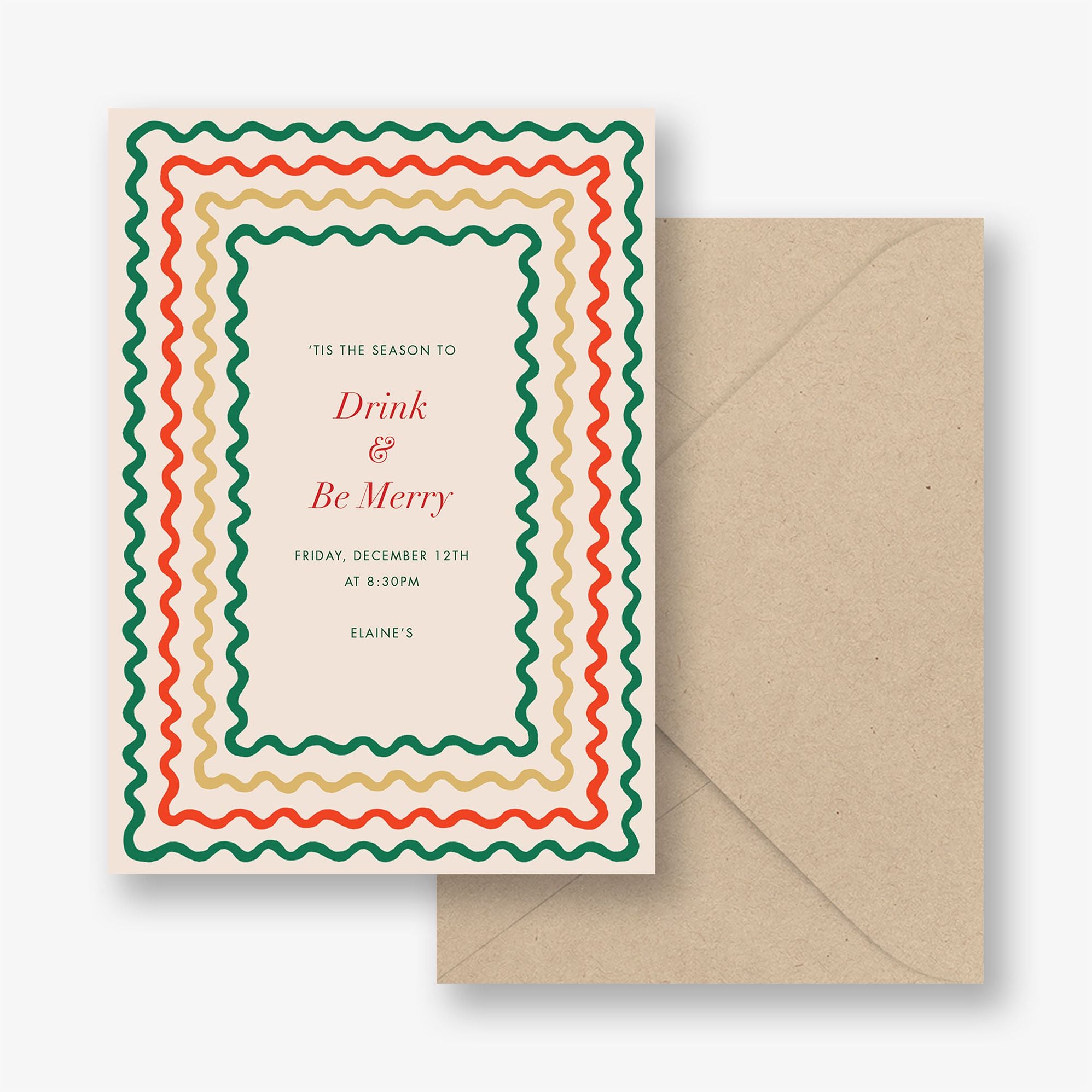 Holiday Ribbon Stripe Party Invitation