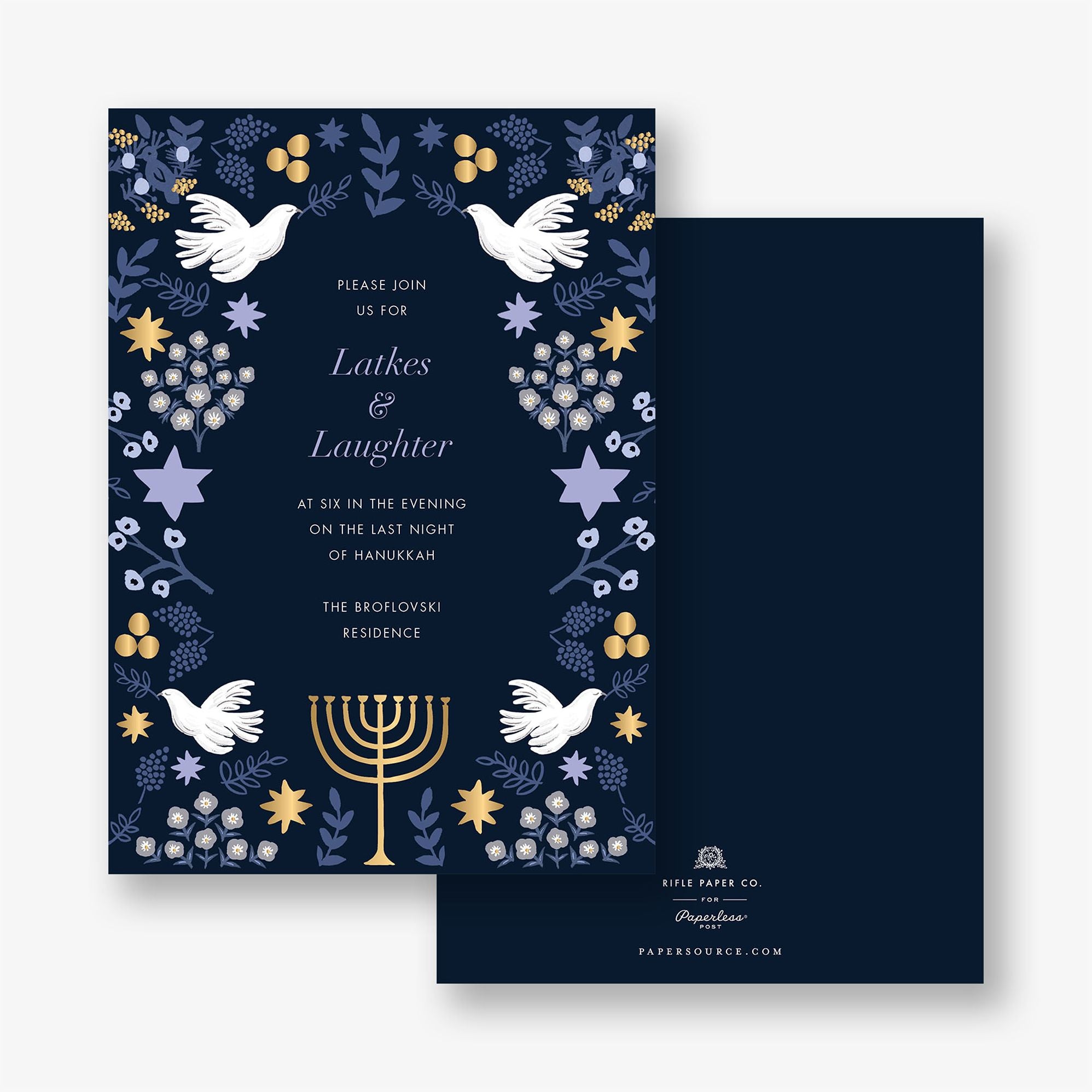 Laurel Hanukkah Foil Holiday Party Invitation
