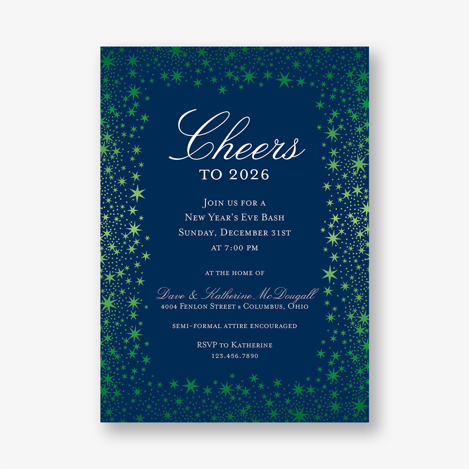 Star Border Foil Party Invitation