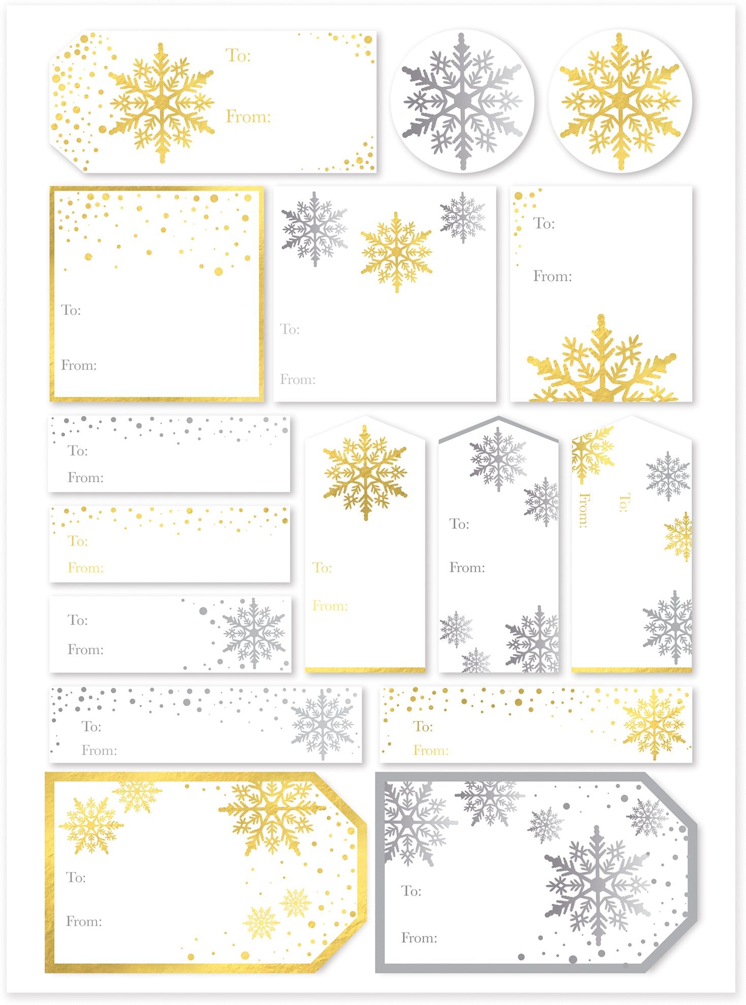 Silver/Gold Snowflakes Adhesive Labels