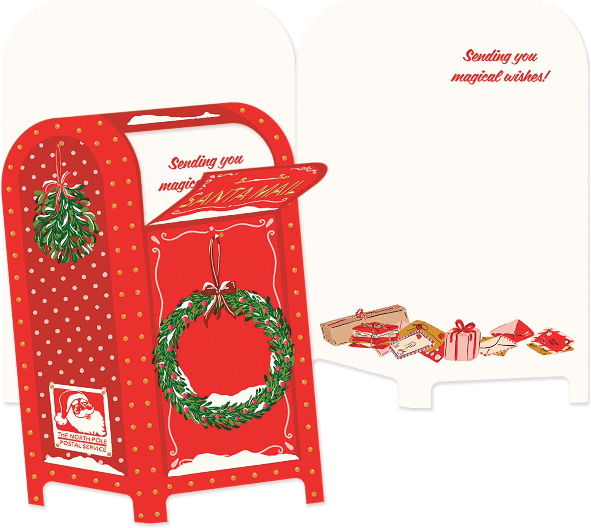 Sending Wishes Die Cut Mailbox Holiday Greeting Card