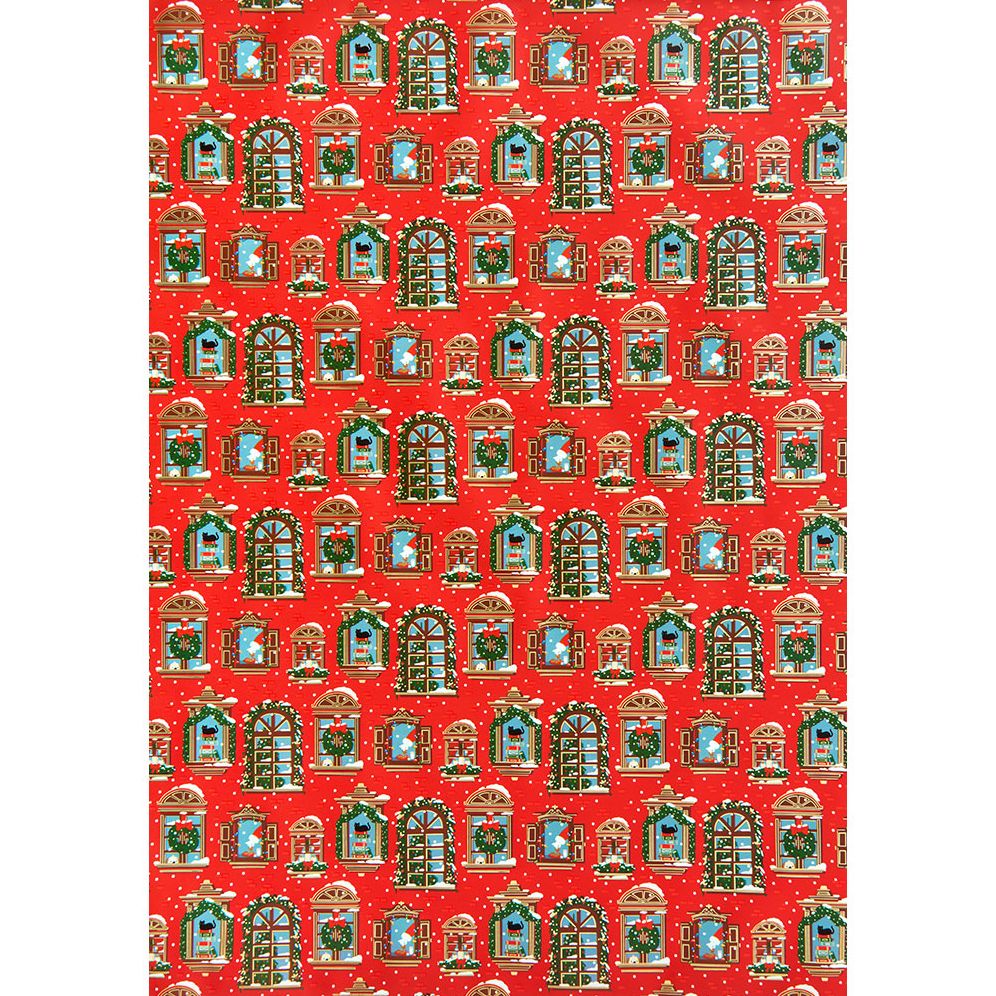 Holiday Windows Stone Wrapping Paper