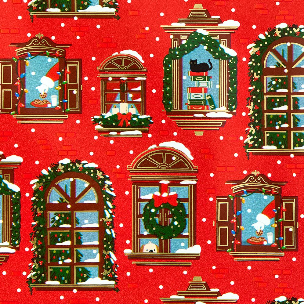 Holiday Windows Stone Wrapping Paper