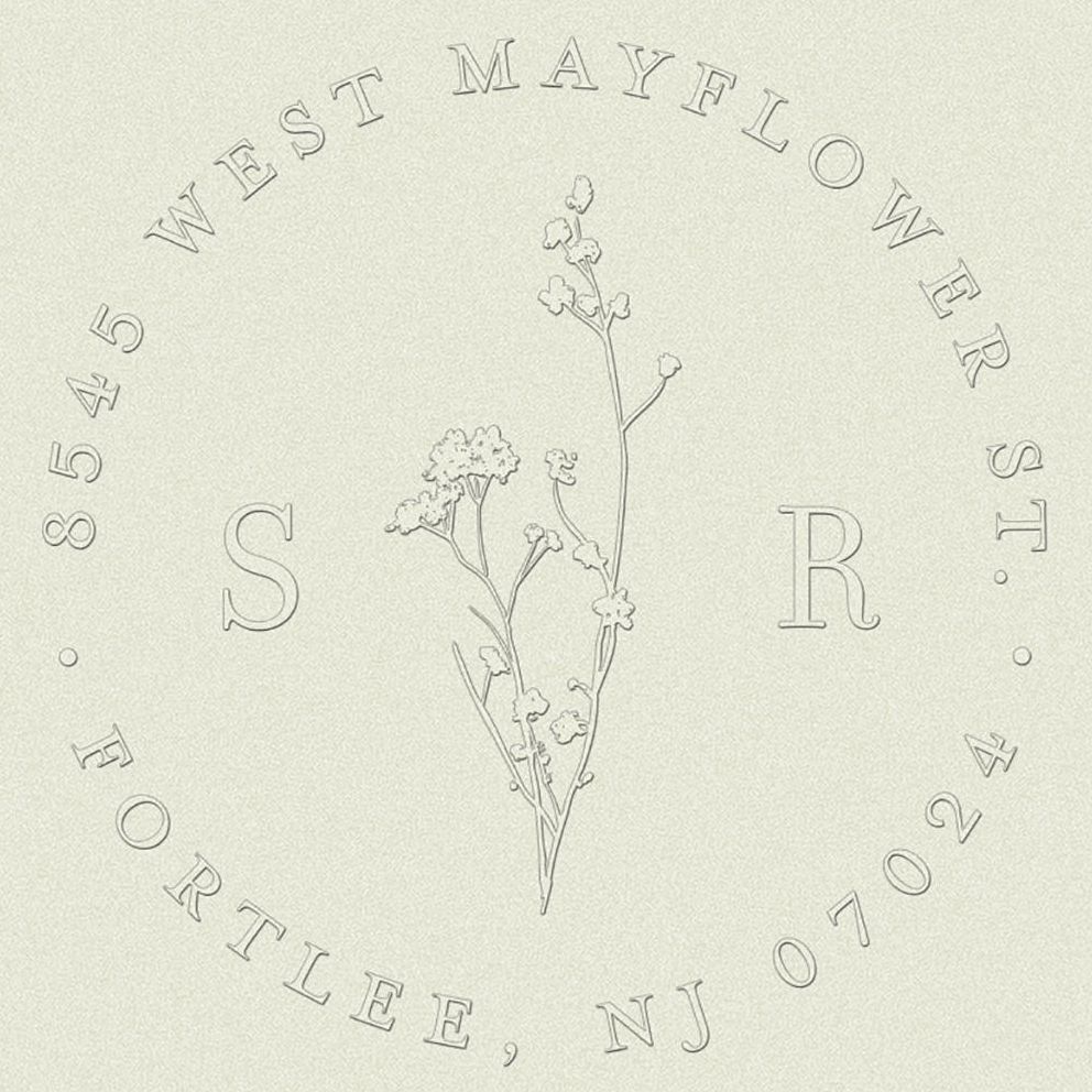 Dried Floral Monogram Custom Embosser