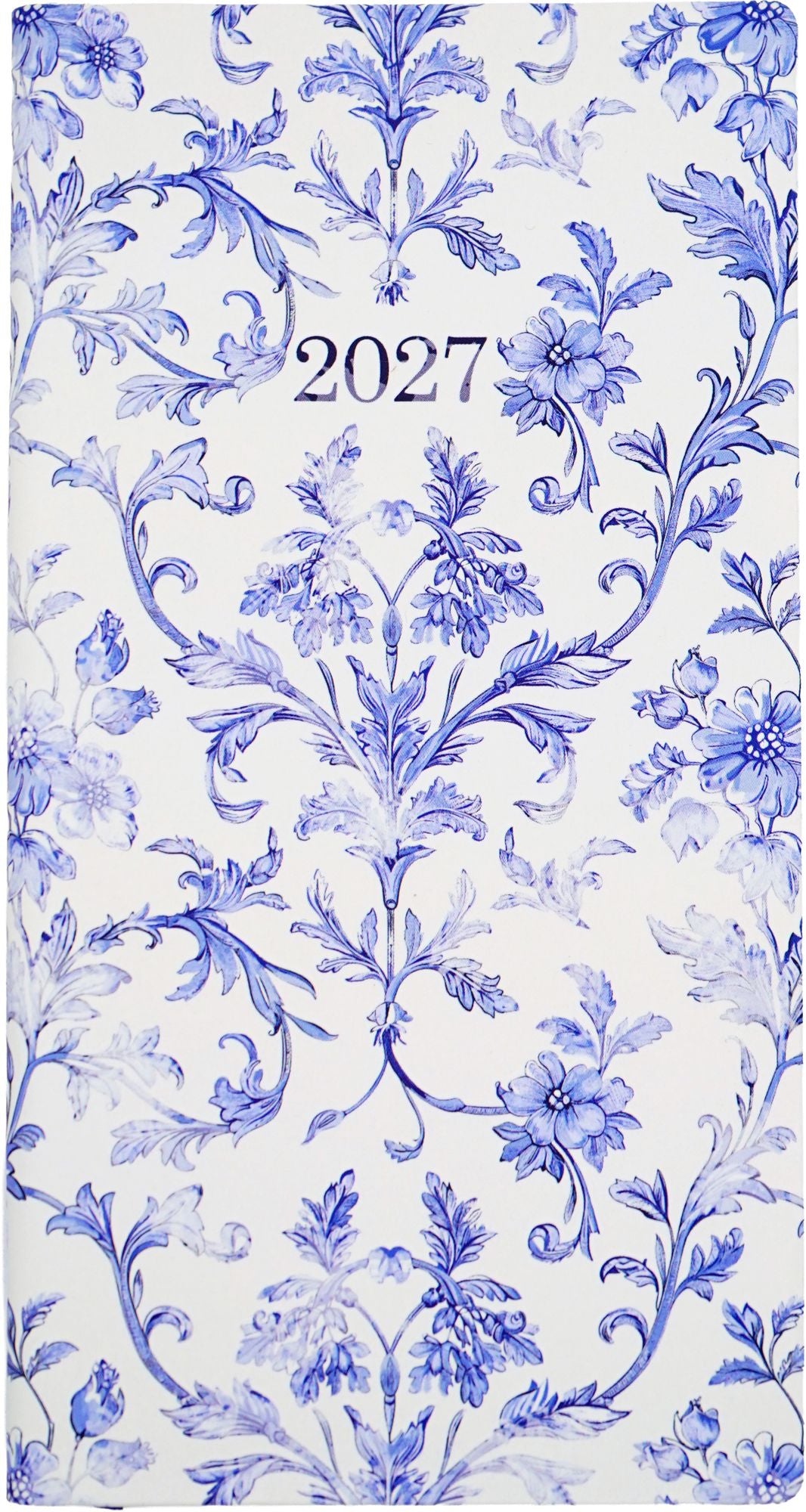 2027 Weekly Pocket Planner Blue Floral Design With Embossed Year
