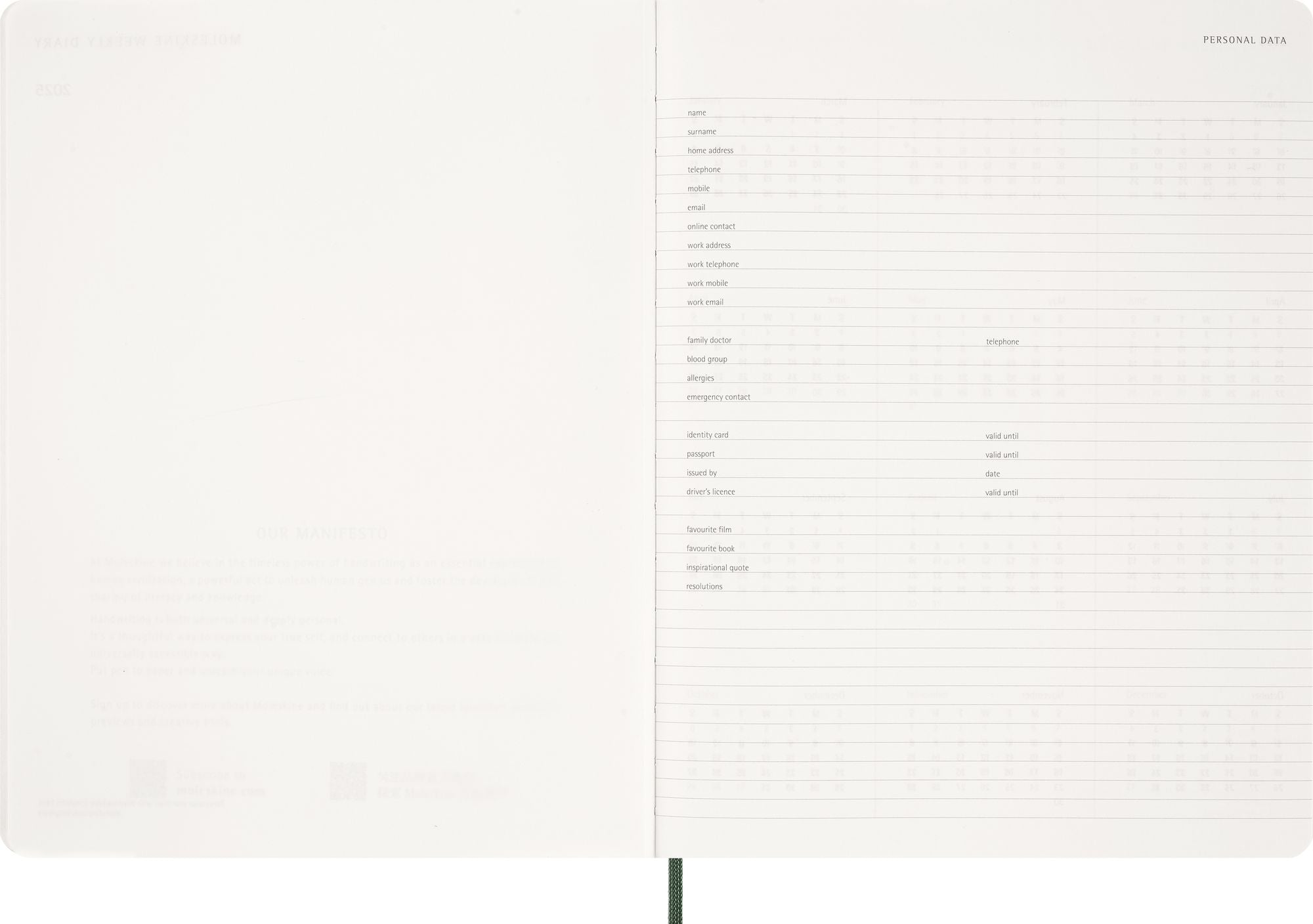 2027 Moleskine 15-Month Essential Planner, Soft Cover, Weekly Vertical, XXL (8.5" x 11"), Myrtle Green, 128 pages