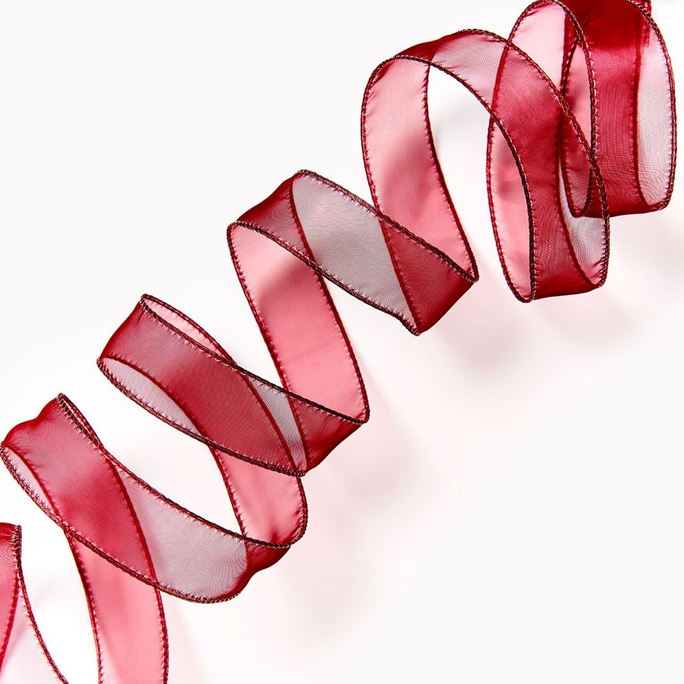 Odden Ribbon Warm Red Wired Organdy Ribbon 1