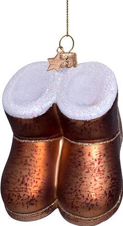 Brown Suede Boot Glas Ornament